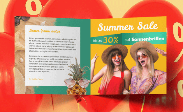 Rabatt-Gutschein für einen Summer Sale eines Optikers.